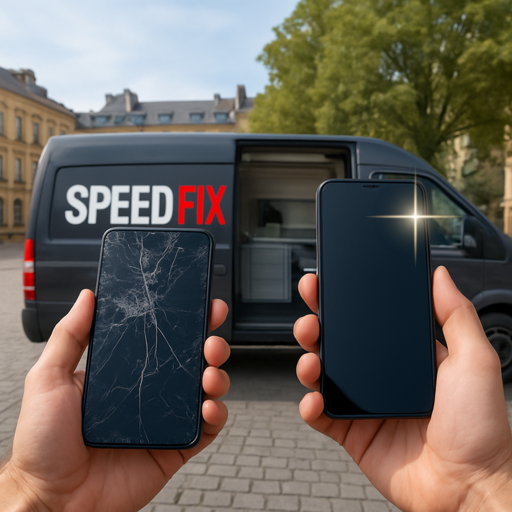 Avant après réparation écran iPhone cassé — SpeedFix Argenteuil